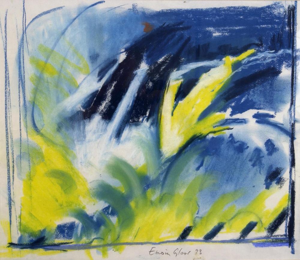 Erwin Gloor, Rheinfall, 1993, Kreide 34x40cm