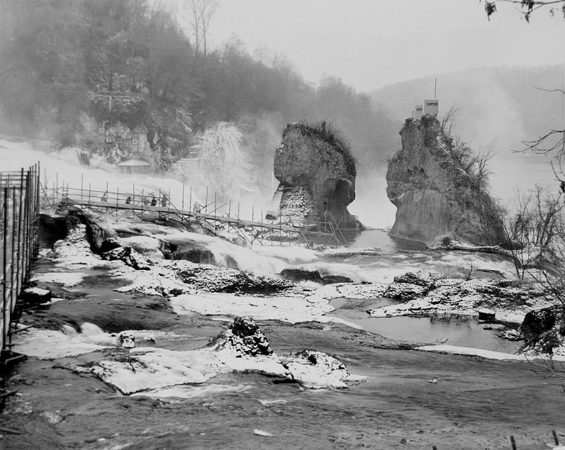 Rheinfall, 1985, Sanierung der Felsen, Foto Max Graf, Schaffhausen